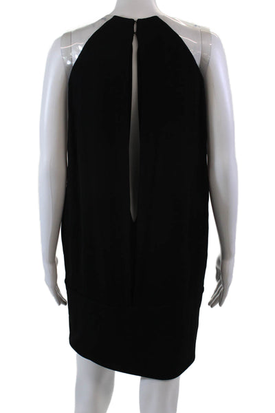 KaufmanFranco Womens Sleeveless Crew Neck PVC Trim Knit Dress Black Size Small