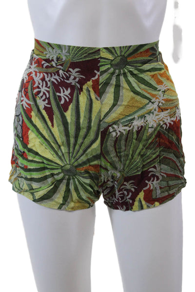 Agua De Coco Por Liana Thomaz Womens Floral Print Tied Hip Shorts Green Size 50
