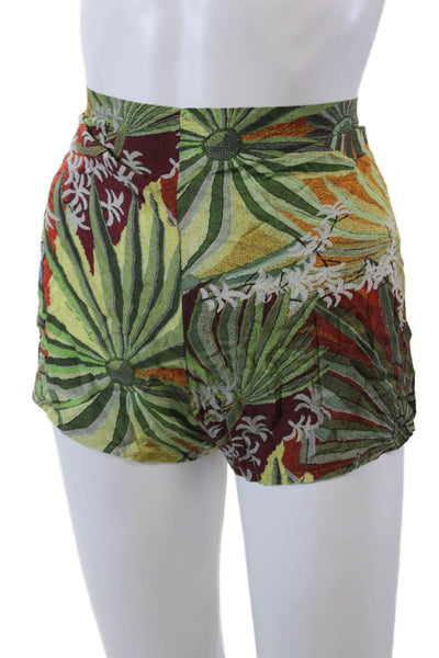 Agua De Coco Por Liana Thomaz Womens Floral Print Tied Hip Shorts Green Size 50