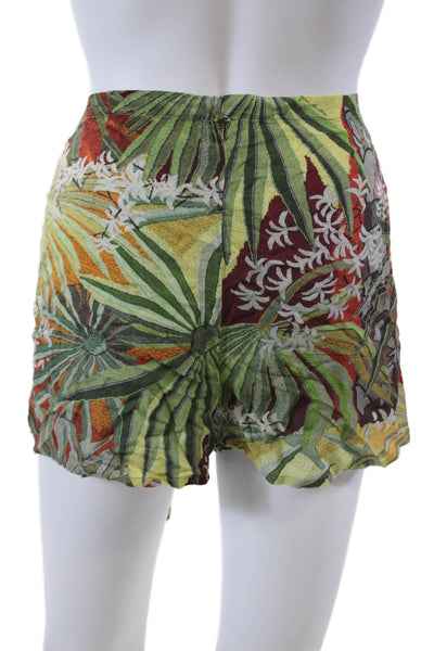 Agua De Coco Por Liana Thomaz Womens Floral Print Tied Hip Shorts Green Size 50