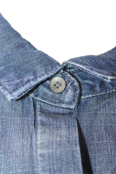 Bella Dahl Womens Button Front Long Sleeve Collared Pocket Shirt Blue Size Small
