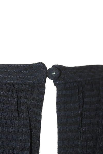 Reiss Womens Plaid Long Sleeves A Line Vienna Dress Navy Blue Black Size 6