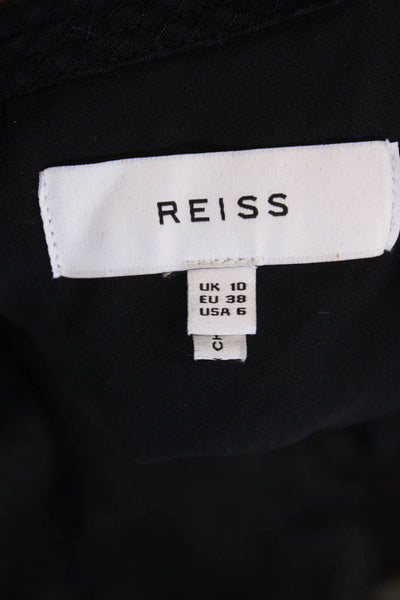 Reiss Womens Plaid Long Sleeves A Line Vienna Dress Navy Blue Black Size 6