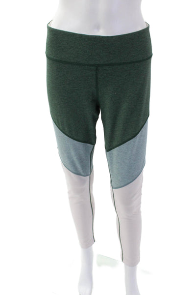 Outdoor Voices Womens Mid Rise Colorblock Printed Ankle Leggings Green Size L