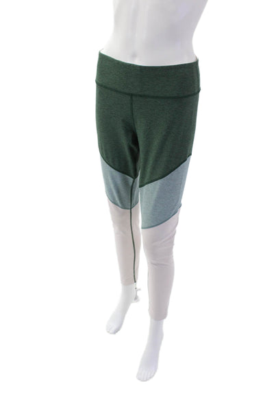 Outdoor Voices Womens Mid Rise Colorblock Printed Ankle Leggings Green Size L