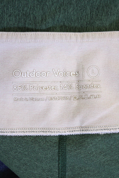 Outdoor Voices Womens Mid Rise Colorblock Printed Ankle Leggings Green Size L