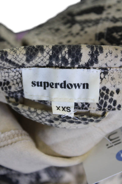 Superdown Womens Button Front Collared Snakeskin Print Jacket Brown Size 2XS