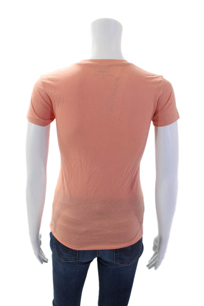 Vince Womens Short Sleeve Crew Neck Classic Tee Shirt Peach Cotton Size 2XS