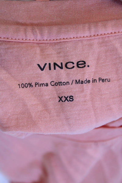 Vince Womens Short Sleeve Crew Neck Classic Tee Shirt Peach Cotton Size 2XS