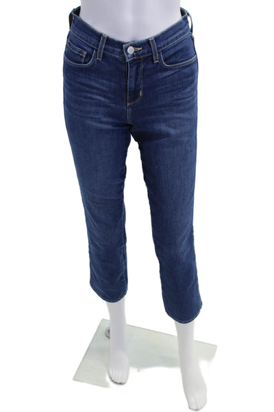 L'Agence Womens Cotton Mid Rise Slim Straight Leg Jeans Blue Size 24