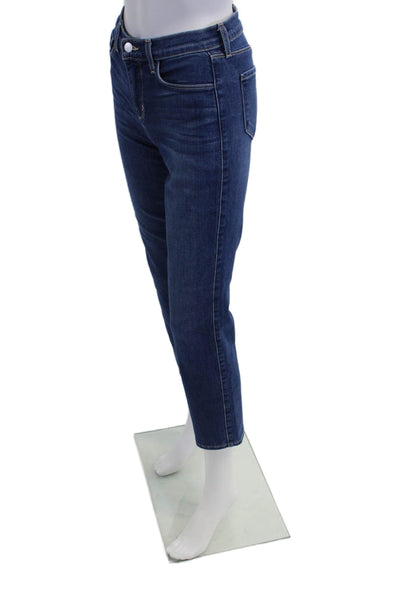 L'Agence Womens Cotton Mid Rise Slim Straight Leg Jeans Blue Size 24