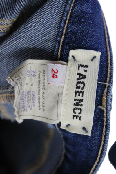 L'Agence Womens Cotton Mid Rise Slim Straight Leg Jeans Blue Size 24