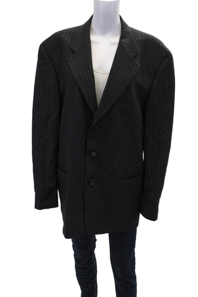 Ungaro Womens Wool Lined Stripe Button Collar Suit Blazer Gray Size EUR 40