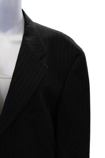 Ungaro Womens Wool Lined Stripe Button Collar Suit Blazer Gray Size EUR 40