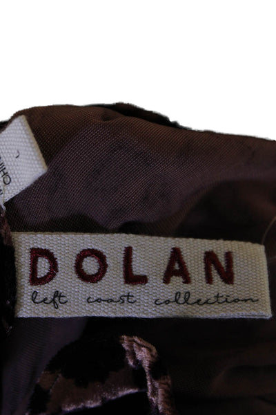 Dolan Womens Long Sleeve Scoop Neck Leopard Velvet Top Brown Black Size Large