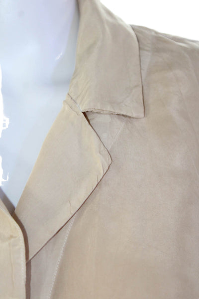 Stateside Womens Short Sleeves Button Down Shirt Sand Beige Size Extra Small