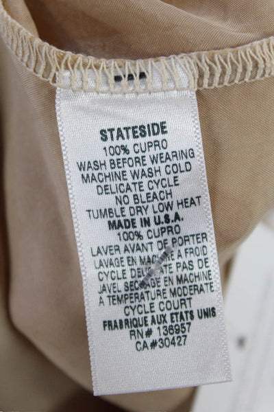 Stateside Womens Short Sleeves Button Down Shirt Sand Beige Size Extra Small