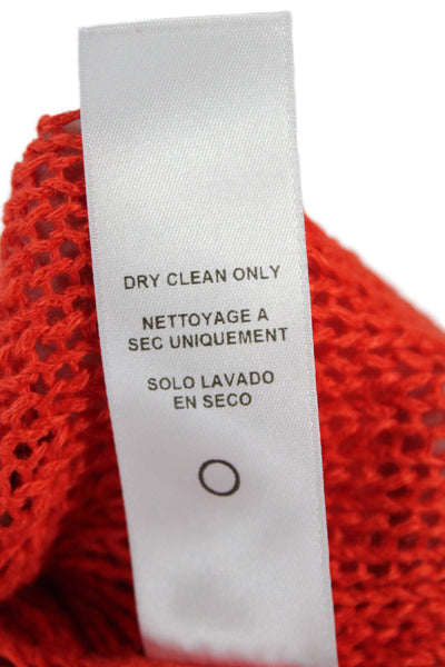 Frame Womens Linen Open Knitted Casual V-Neck Tank Top Bright Red Size M