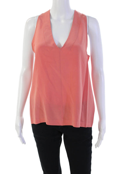 Joie Womens Sleeveless V Neck Boxy Silk Blouse Top Peach Size Medium