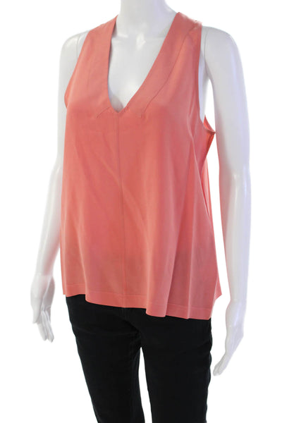 Joie Womens Sleeveless V Neck Boxy Silk Blouse Top Peach Size Medium