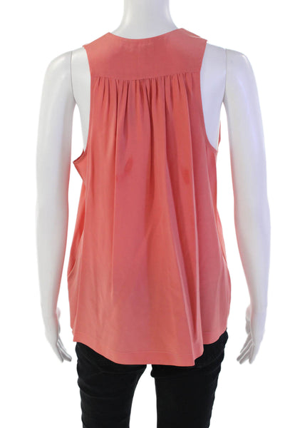 Joie Womens Sleeveless V Neck Boxy Silk Blouse Top Peach Size Medium