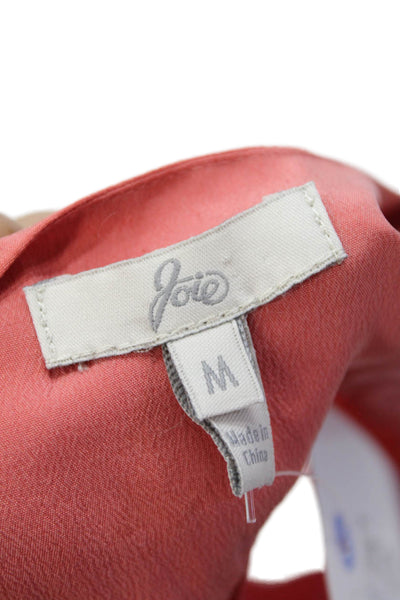 Joie Womens Sleeveless V Neck Boxy Silk Blouse Top Peach Size Medium