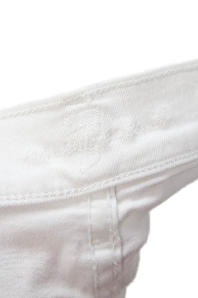 7 For All Mankind Womens Mid Rise Fringe Straight Cropped Jeans White Size 27