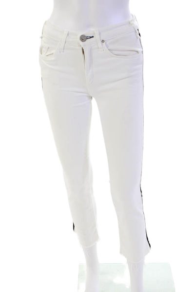 McGuire Womens Zipper Fly High Rise Fringe Straight Leg Jeans White Size 26