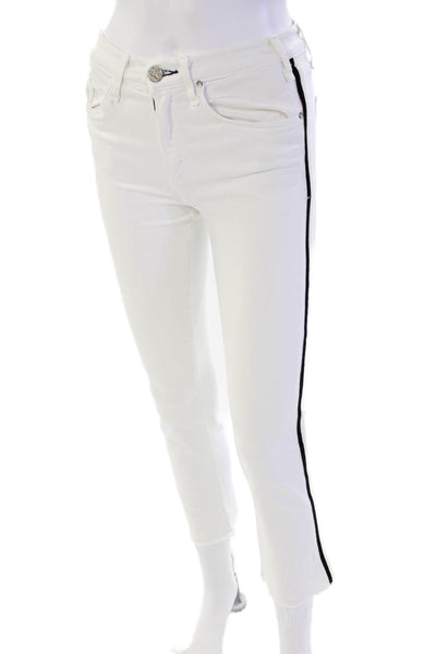 McGuire Womens Zipper Fly High Rise Fringe Straight Leg Jeans White Size 26
