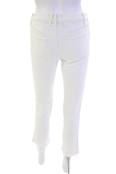 McGuire Womens Zipper Fly High Rise Fringe Straight Leg Jeans White Size 26
