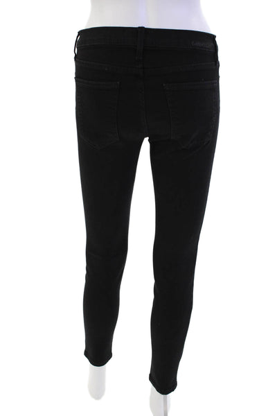 Current/Elliott Womens Zipper Fly Mid Rise Skinny Ankle Jeans Black Size 27