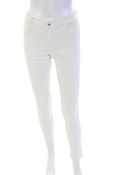 James Jeans Womens Zipper Fly High Rise James Twiggy Skinny Jeans White Size 27