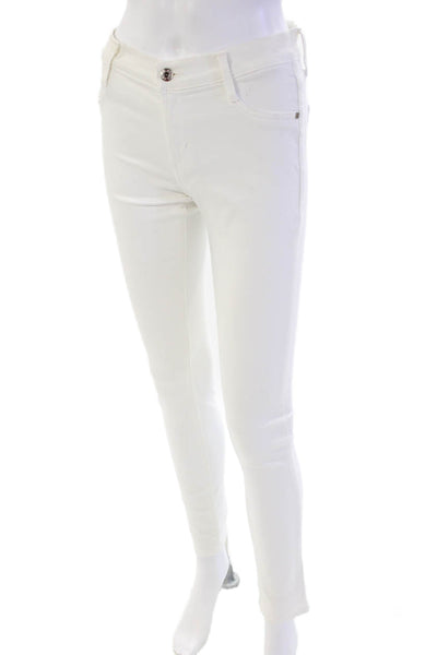 James Jeans Womens Zipper Fly High Rise James Twiggy Skinny Jeans White Size 27
