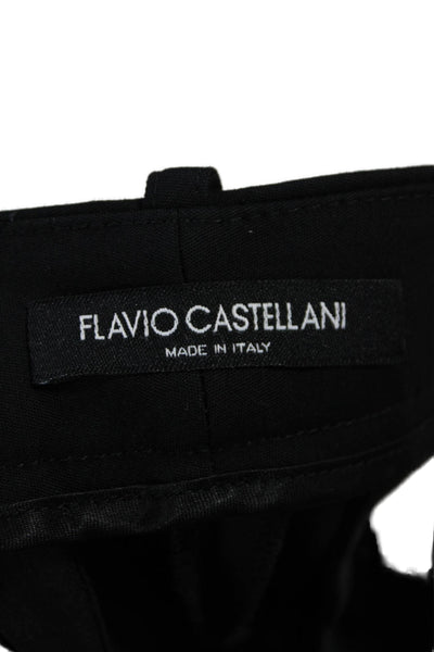Flavio Castellani Womens Zipper Fly Mid Rise Flare Leg Trouser Pants Black IT 42