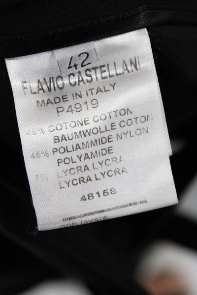 Flavio Castellani Womens Zipper Fly Mid Rise Flare Leg Trouser Pants Black IT 42