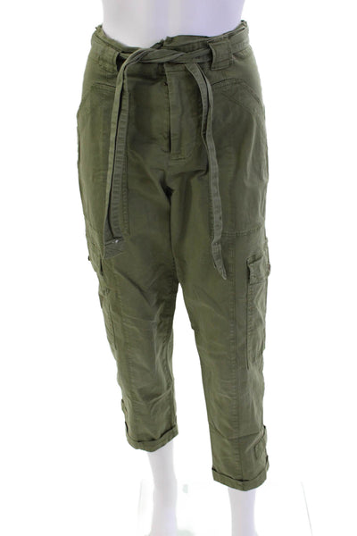 Alex Mill Womens Cotton Button Zip Wide Leg Casual Pants Green Size 0