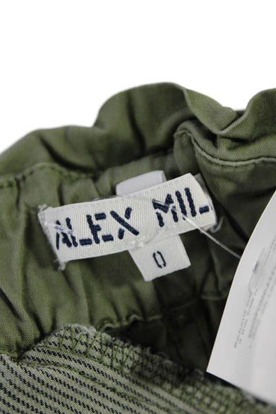 Alex Mill Womens Cotton Button Zip Wide Leg Casual Pants Green Size 0
