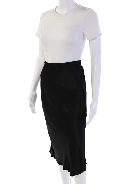 Amade Womens Textured Sleeveless V-neck Tank Top Midi Skirt Set Black Size XS