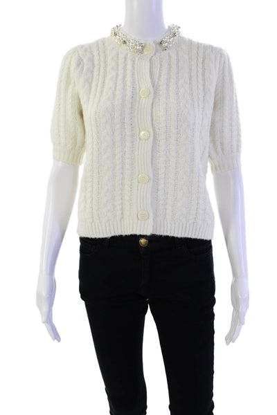 John + Jenn Womens Cotton Long Sleeve Button Knit Sweater White Size XS