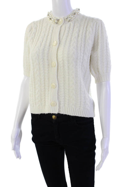 John + Jenn Womens Cotton Long Sleeve Button Knit Sweater White Size XS