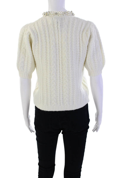 John + Jenn Womens Cotton Long Sleeve Button Knit Sweater White Size XS