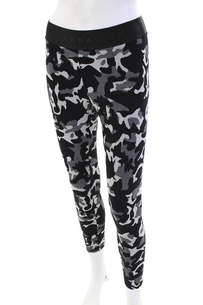 Koral Women's Elastic Waist Fitted Workout Legging Black Camouflage Size S