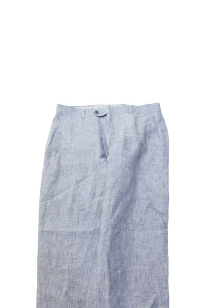 Bar III Mens Linen Flat Front Slim Straight Leg Trousers Light Blue Size 29x30