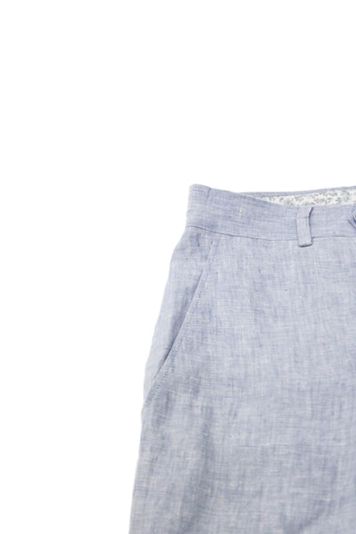 Bar III Mens Linen Flat Front Slim Straight Leg Trousers Light Blue Size 29x30