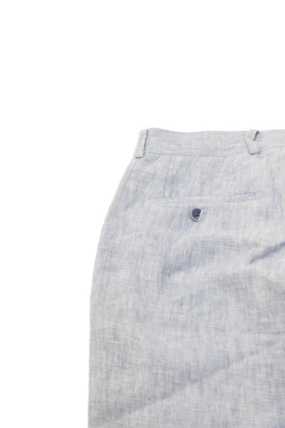Bar III Mens Linen Flat Front Slim Straight Leg Trousers Light Blue Size 29x30