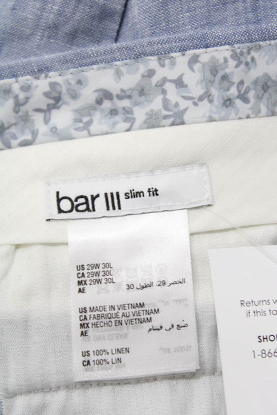 Bar III Mens Linen Flat Front Slim Straight Leg Trousers Light Blue Size 29x30