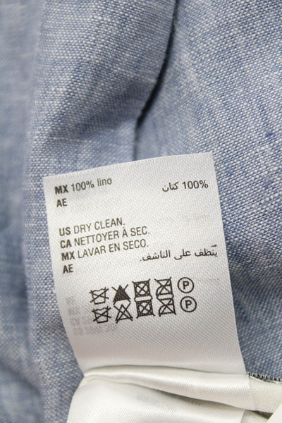 Bar III Mens Linen Flat Front Slim Straight Leg Trousers Light Blue Size 29x30