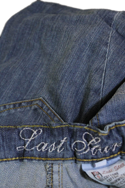 Last Girl Girls Cotton Denim Two Pocket Sleevelesss Short Overalls Blue Size L
