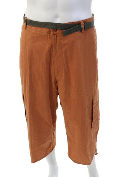 Royal Cup Mens Belted Multi-Pocket Button Closure Cargo Shorts Orange Size 52