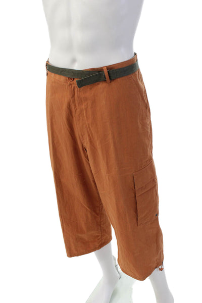 Royal Cup Mens Belted Multi-Pocket Button Closure Cargo Shorts Orange Size 52